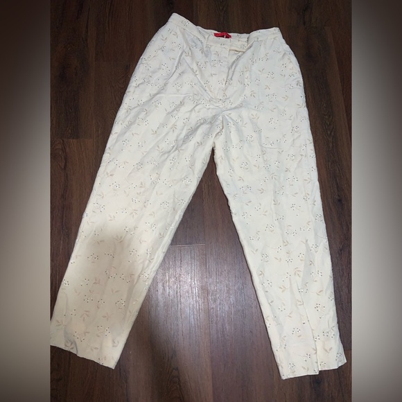 burns Pants - Burns embroidered floral beaded pants fall formal classic boho y2k vintage